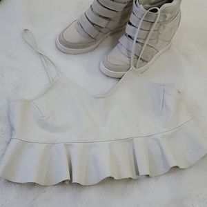 ZARA Faux Leather Crop Top Size L